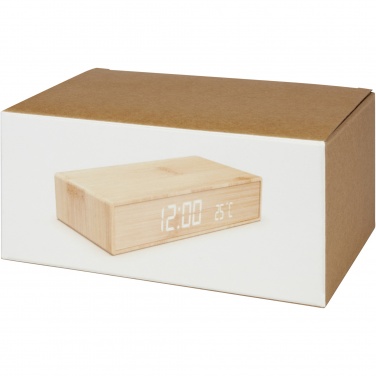 Logo trade promotional product photo of: Minata bamboo wireless charger with clock